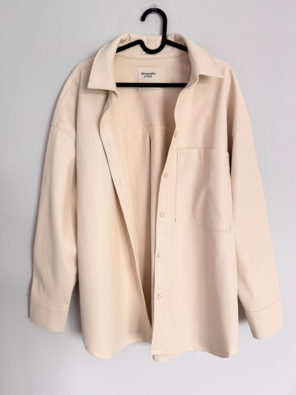 Abercrombie & Fitch Oversized Vegan Leather Shacket NWT Cream Large